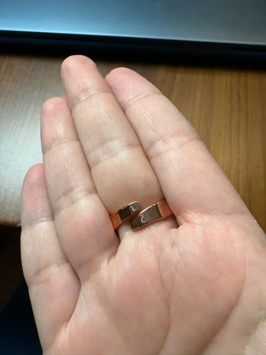 Hand Crafted Turquoise, White & Amber Copper Inlay Ring - Picture 3 of 3